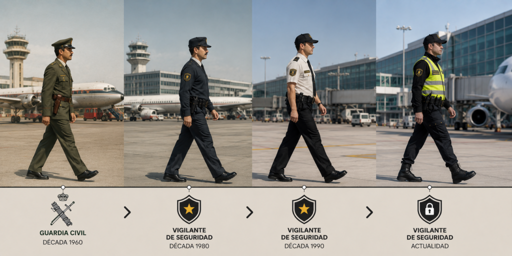 evolución de guardia civil a vigilante aeroportuario
