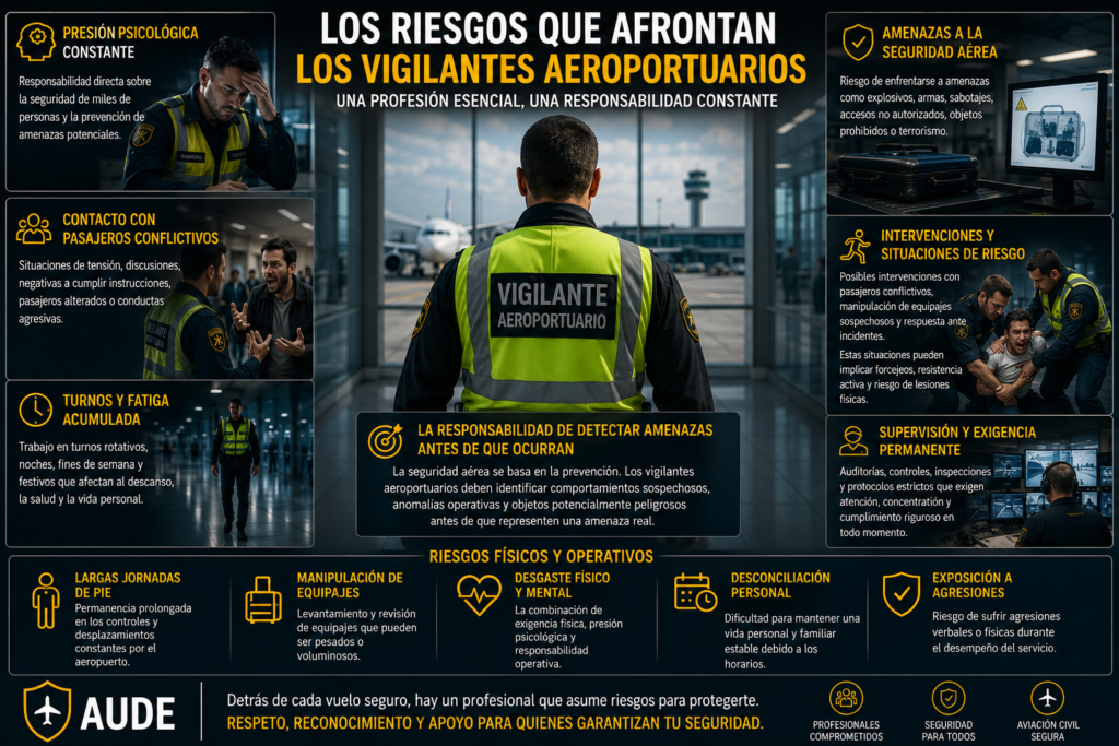 imagen de los riesgos que sufren los vigilantes aeroportuarios