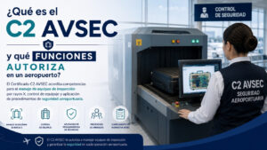 ¿Qué es la certificación c2 avsec y qué funciones autoriza en un aeropuerto? imagen portada web de aude de la certificación c2