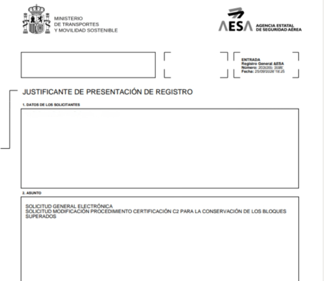 Certificación C2 AESA: AUDE propone conservar los bloques superados 3 certificación C2 AESA